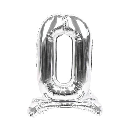 Silver Standing Number Foil Balloon - 32in
