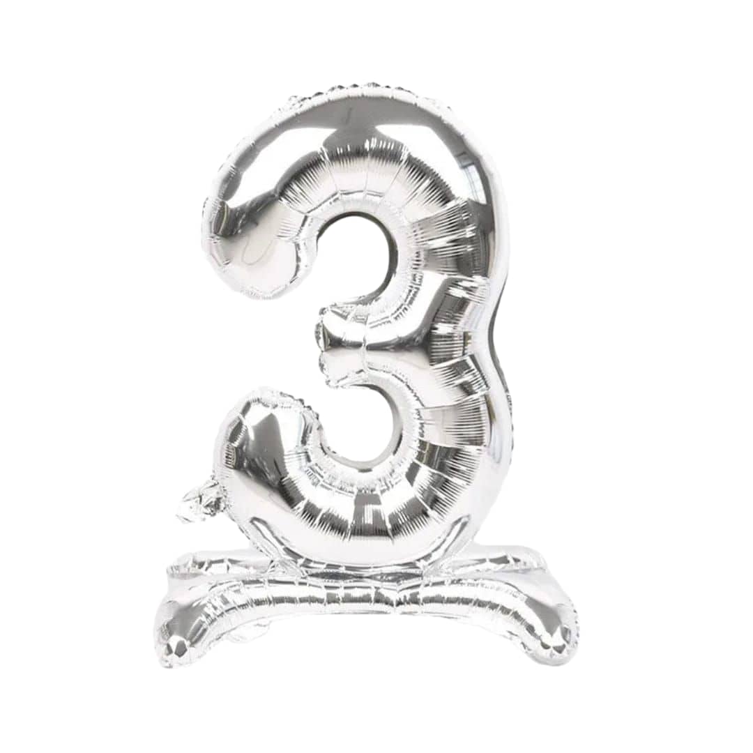 Silver Standing Number Foil Balloon - 32in