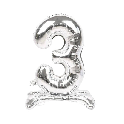 Silver Standing Number Foil Balloon - 32in
