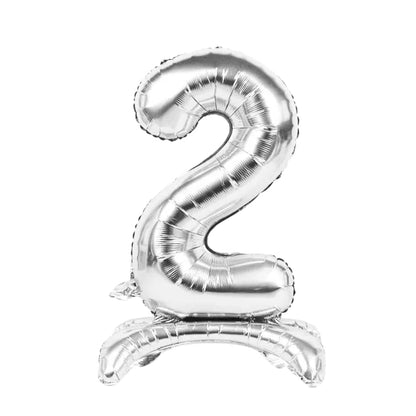 Silver Standing Number Foil Balloon - 32in