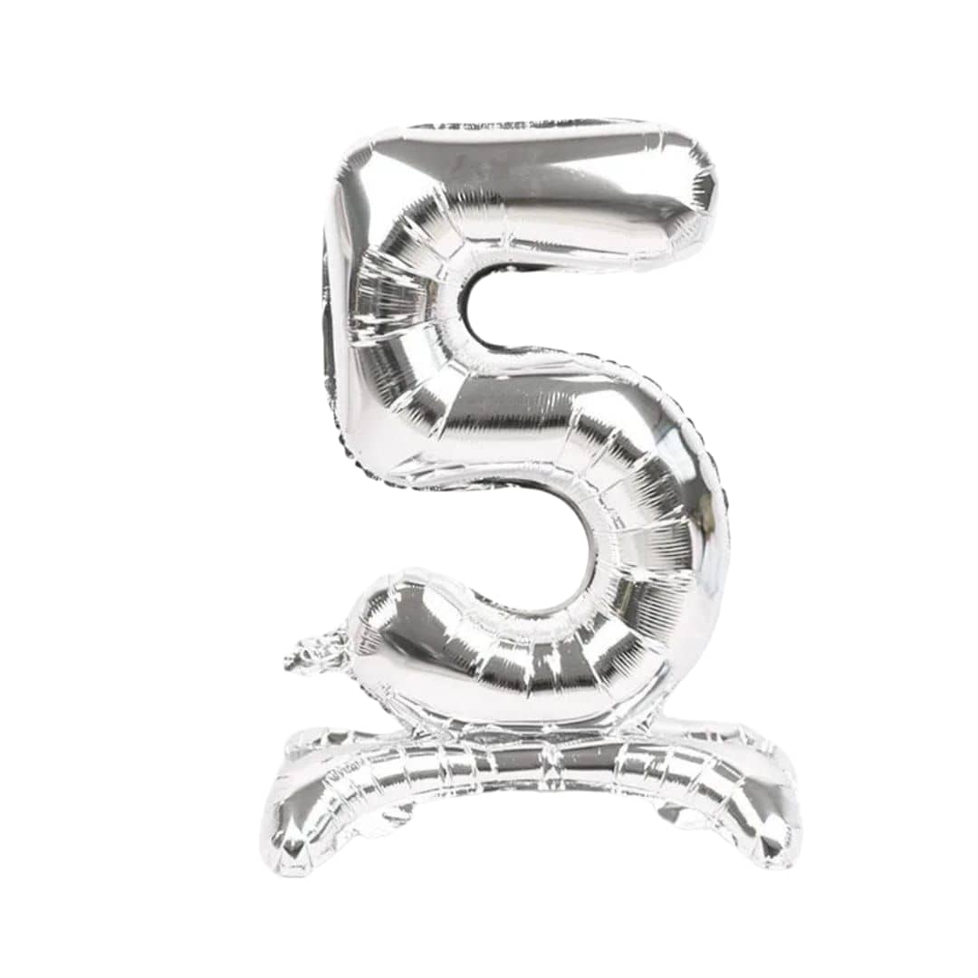 Silver Standing Number Foil Balloon - 32in