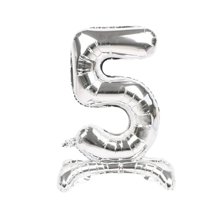 Silver Standing Number Foil Balloon - 32in