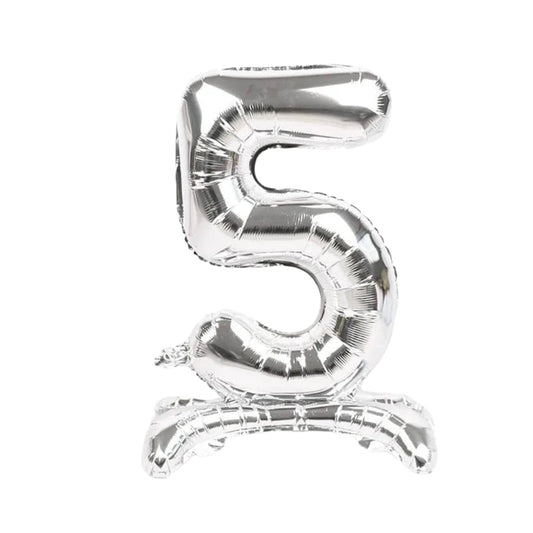 Silver Standing Number Foil Balloon - 32in