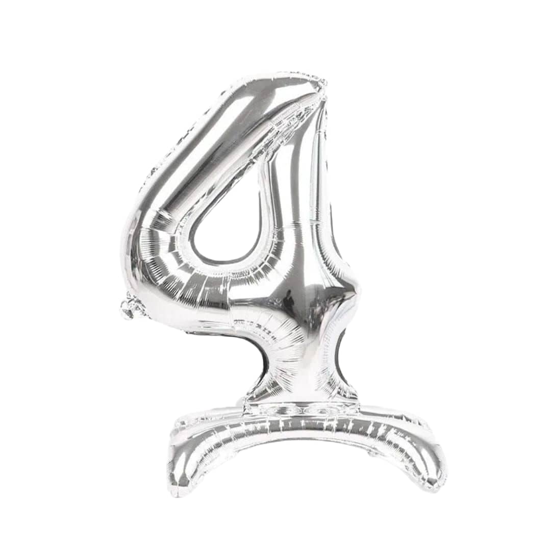 Silver Standing Number Foil Balloon - 32in