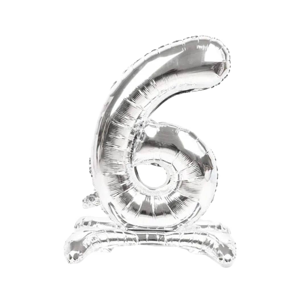 Silver Standing Number Foil Balloon - 32in