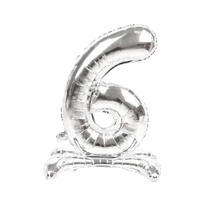 Silver Standing Number Foil Balloon - 32in
