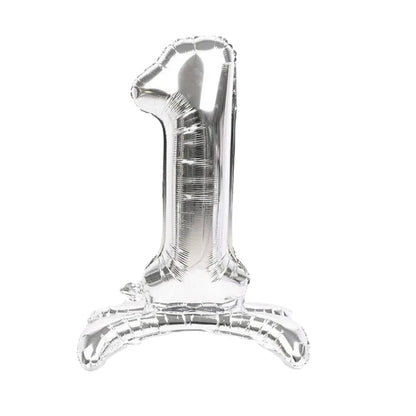Silver Standing Number Foil Balloon - 32in