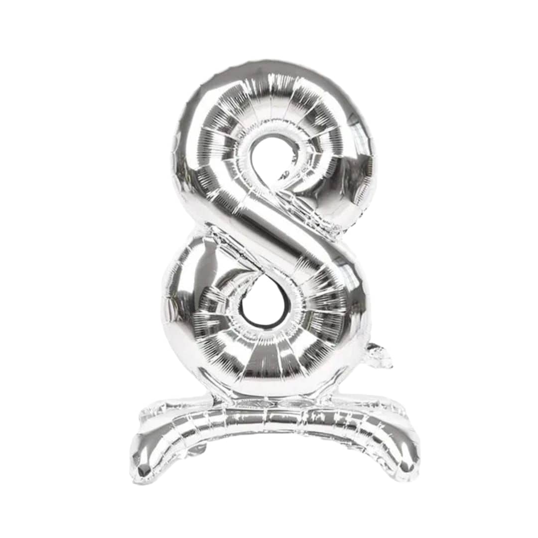 Silver Standing Number Foil Balloon - 32in