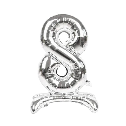 Silver Standing Number Foil Balloon - 32in