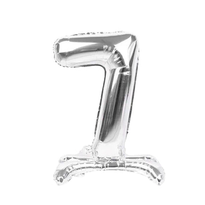 Silver Standing Number Foil Balloon - 32in