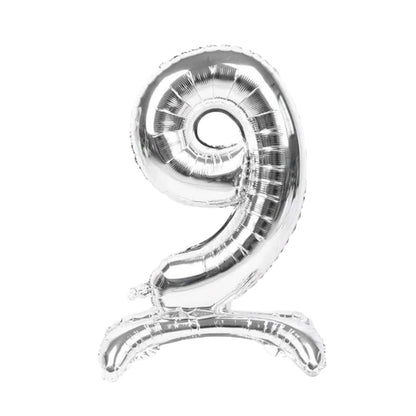 Silver Standing Number Foil Balloon - 32in