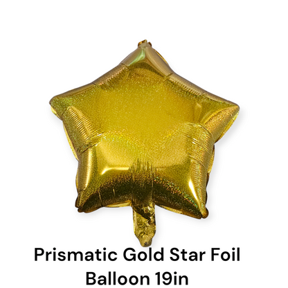 Prismatic Gold Star Foil Balloon 19 Inch