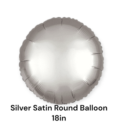 Silver Satin Round Foil Balloon 18 Inches
