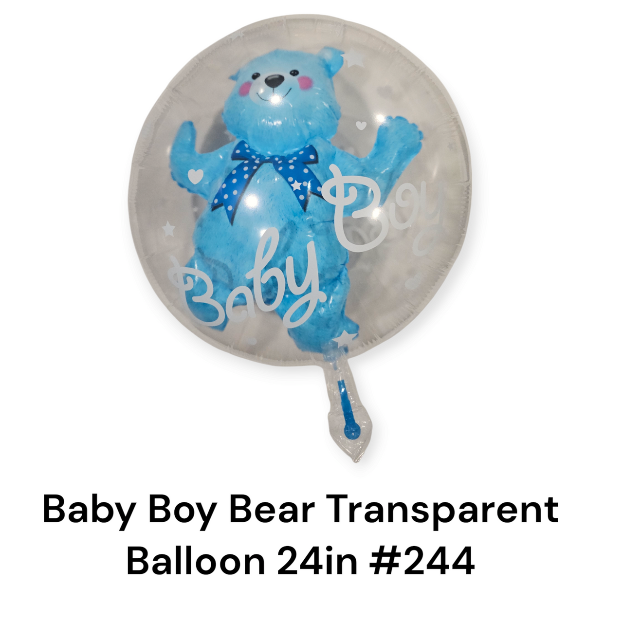 Baby Boy Bear Transparent Balloon 24
