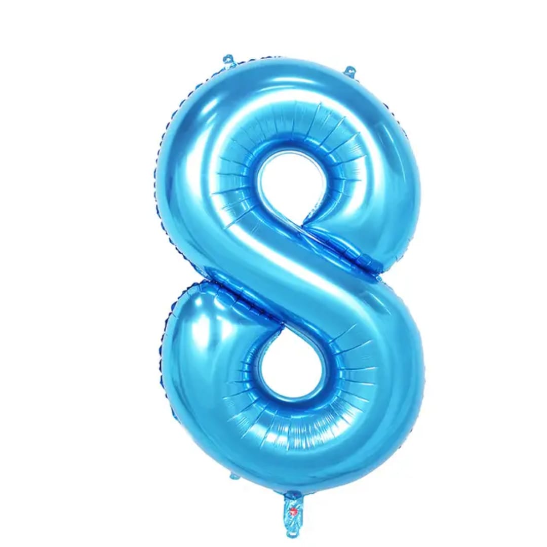 Blue Number 8 Foil Balloon