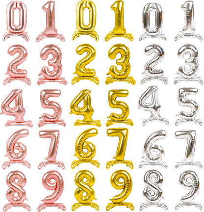 Silver Standing Number Foil Balloon - 32in