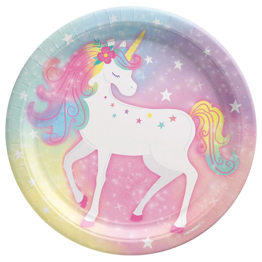 Enchanted Unicorn Round Paper Plates 9"