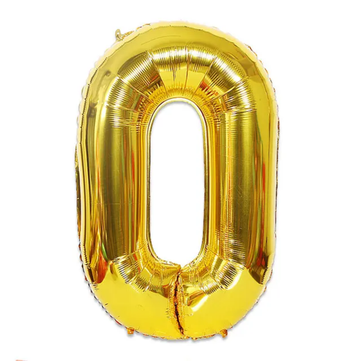Gold Number 0 Foil Balloon 40in