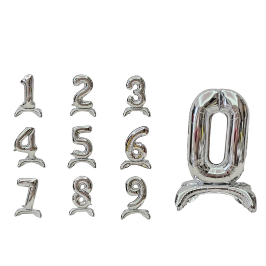 Silver Standing Number Foil Balloon - 32in