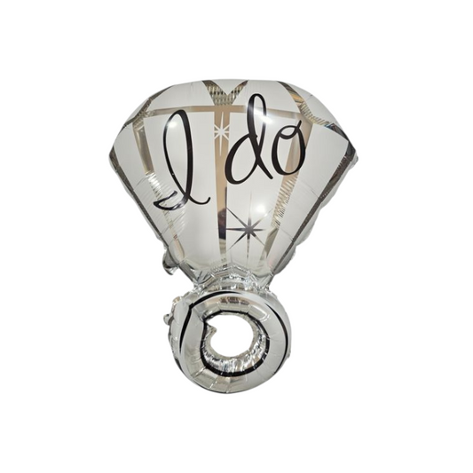 Wedding I Do Silver Ring Foil Balloon 24"