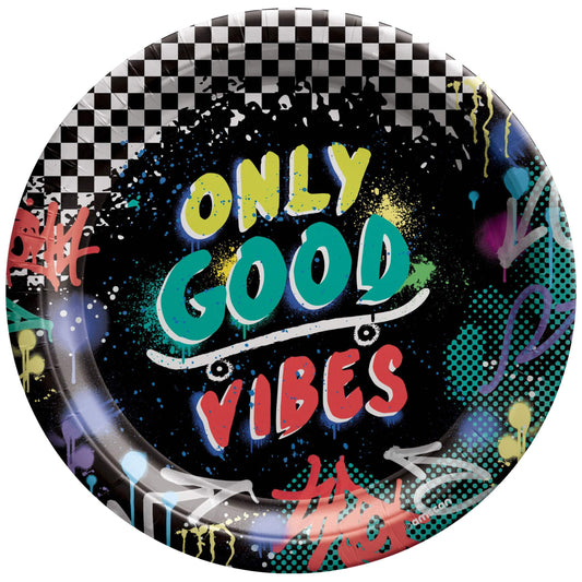 Skater Party Round Paper Plates 7"