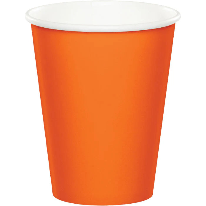 Orange 9oz Paper Cups, 8ct